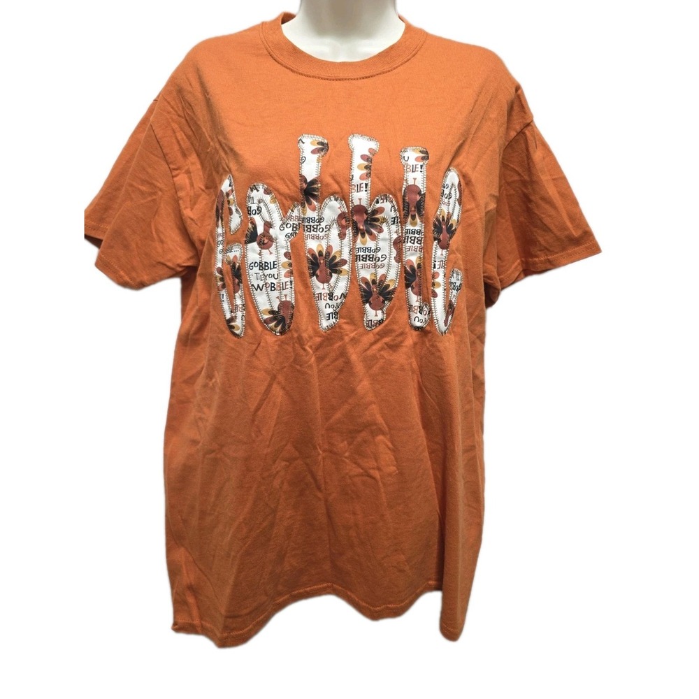 Embroidered "Gobble" Womens T-Shirt Size Medium